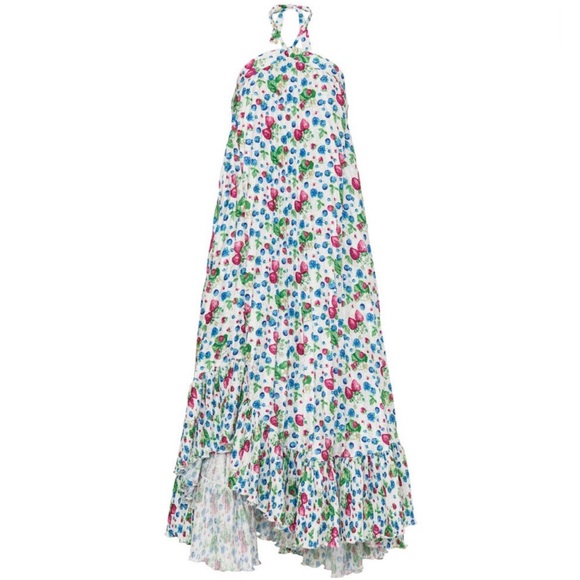 MSGM Dresses & Skirts - 🫐MSGM FRUIT PLEATED HALTER DRESS WHITE PRINTED MAXI XL 12 EU 46🫐